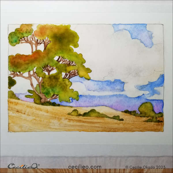 Finally, let loose with multiple colors for the autumn leaves, using water to blend.