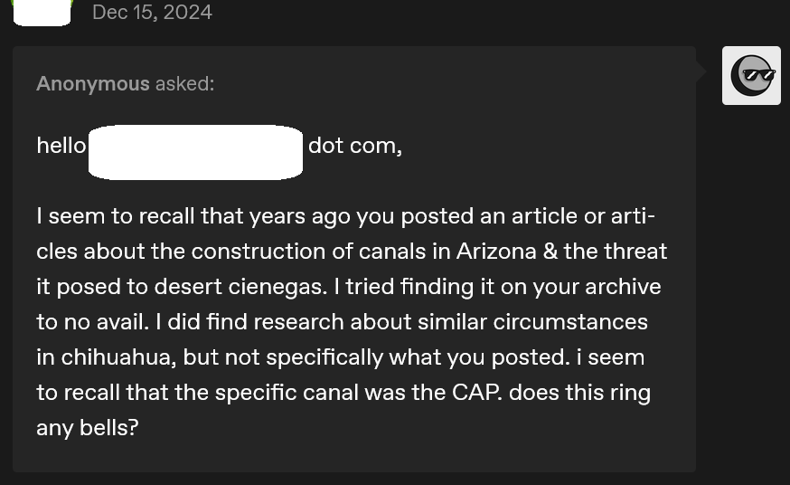Responding to messages: Histories of Arizona water diversion, Tohono O'odham demonstrations at the border fence, Quitobaquito, and the Yaqui catfish