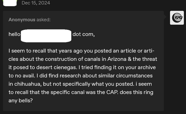 Responding to messages: Histories of Arizona water diversion, Tohono O'odham demonstrations at the border fence, Quitobaquito, and the Yaqui catfish