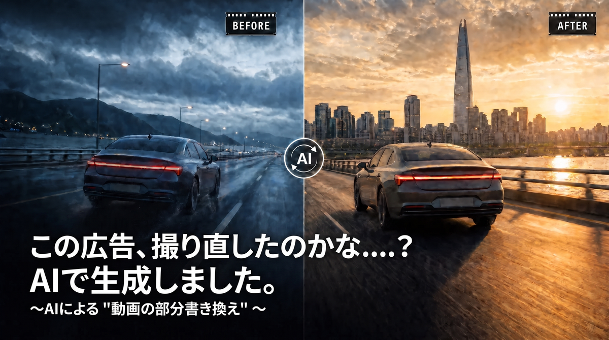 再撮影なしで新しい広告映像を — AIによる「動画の部分書き換え」が変える素材制作の公式