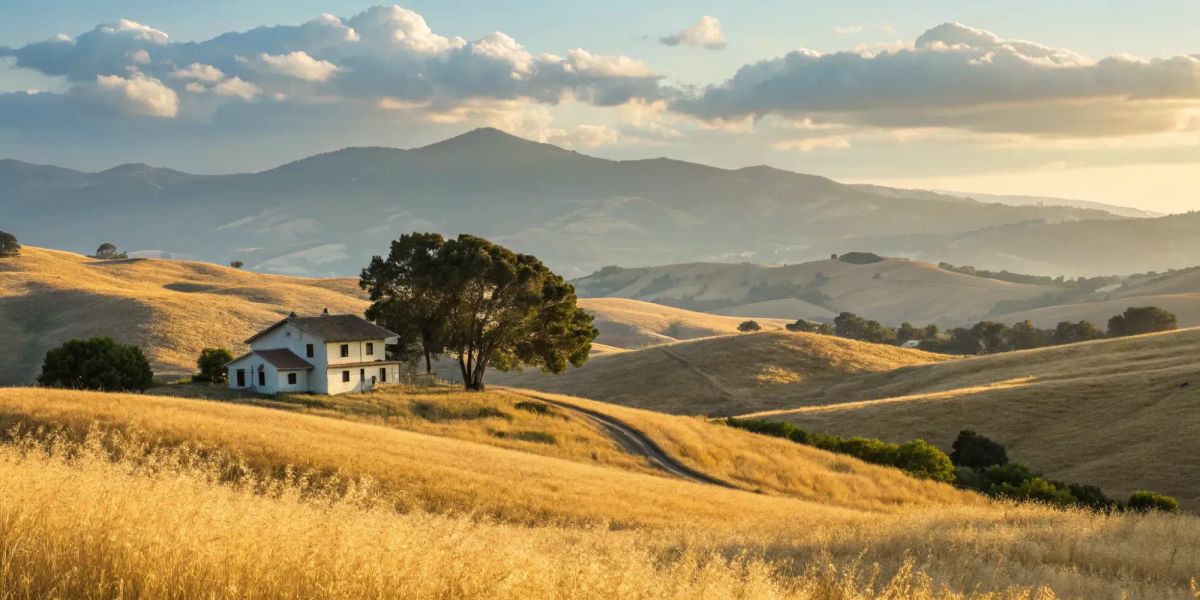 California home nestled in golden hills.