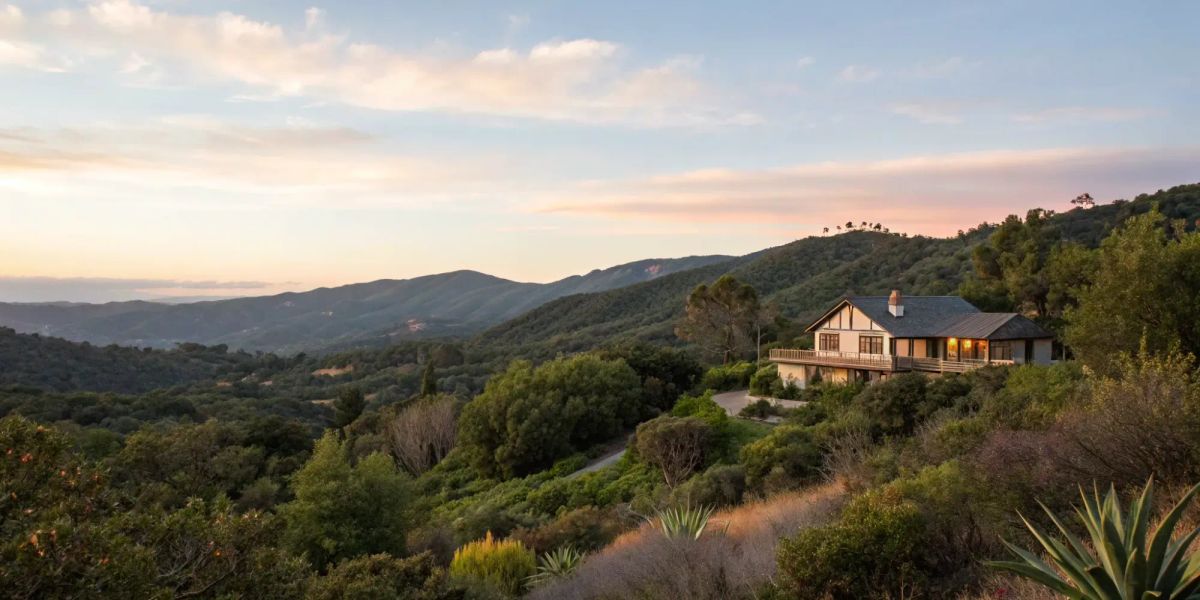 A home in a California high-wildfire-risk area needing the best home insurance.