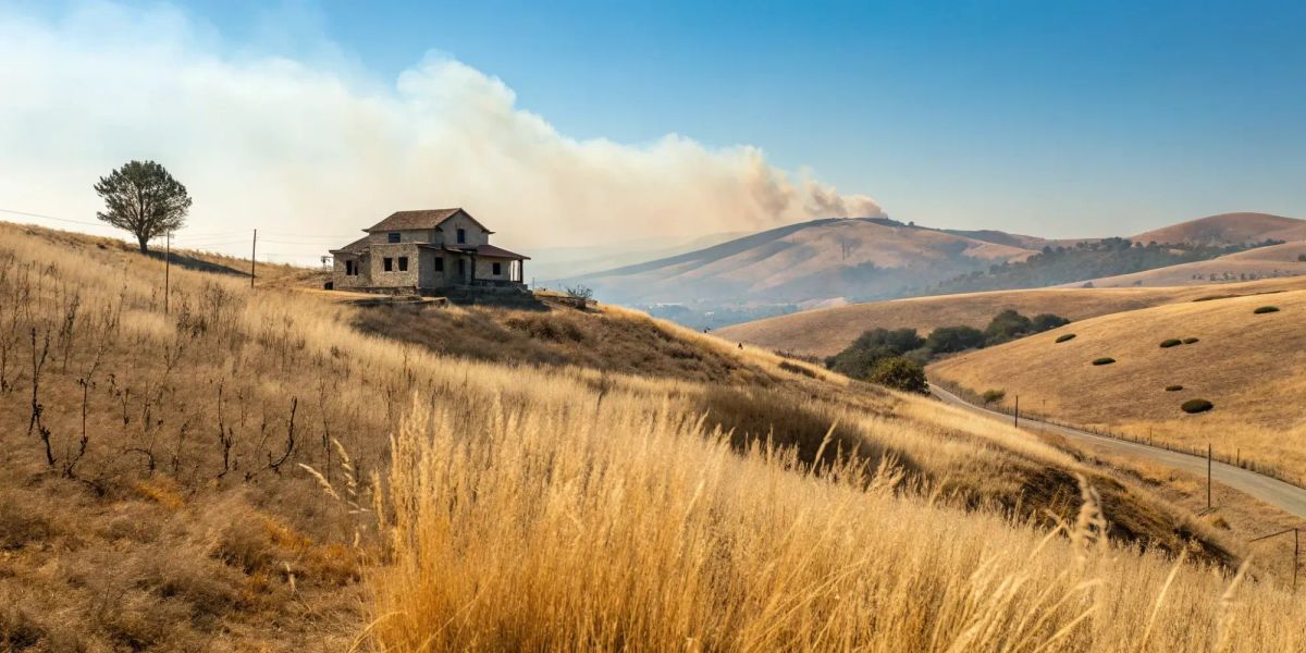 California home in a fire-prone landscape, a key part of the homeowners insurance crisis.