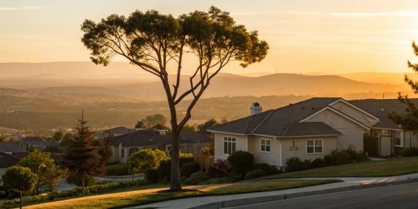 A California home in a dry brush fire zone needing homeowners insurance.