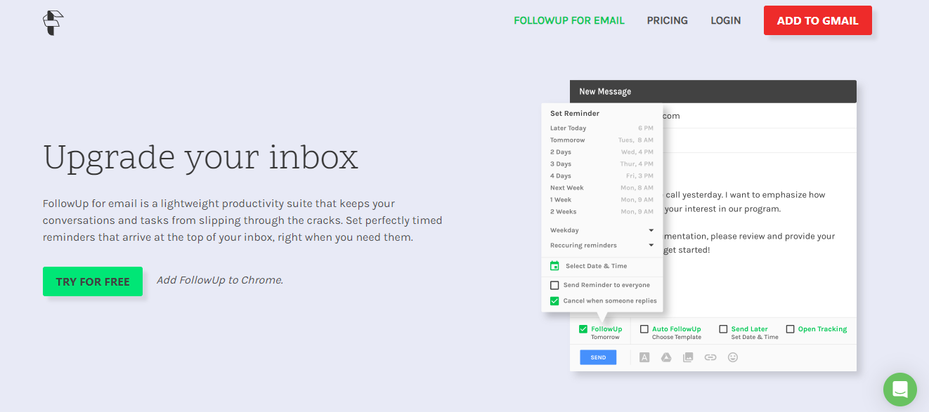 follow up then - Best Email Organizer App