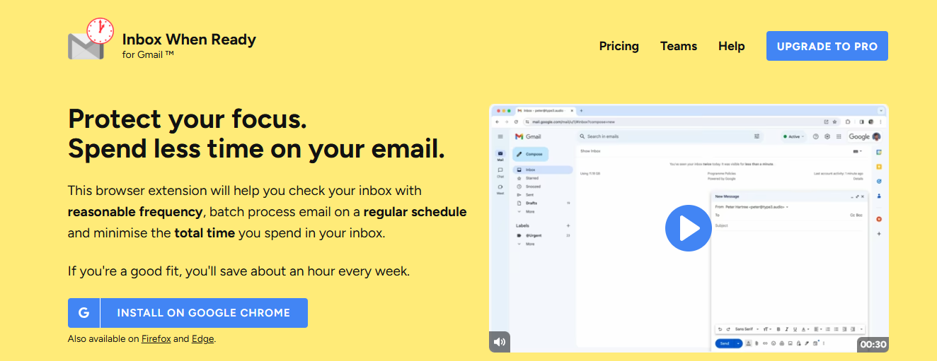 inbox when ready - Email Productivity Tools