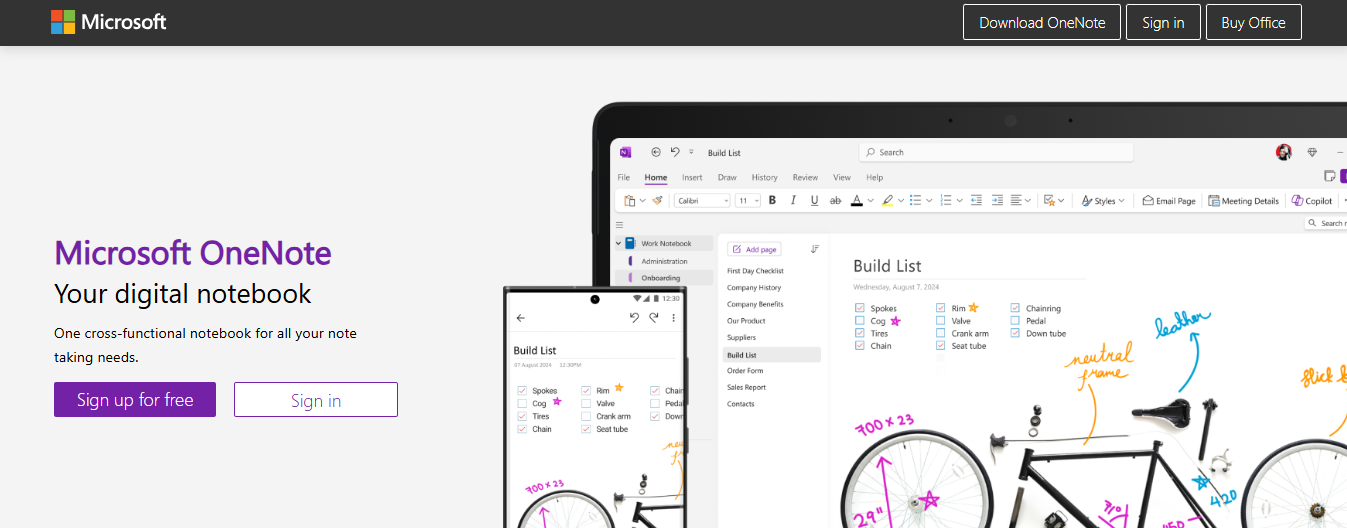 one note - Microsoft Productivity Tools 