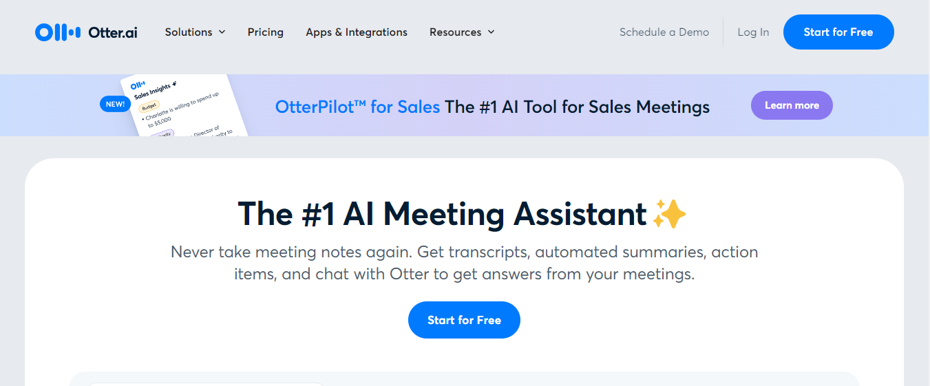 otter - Best AI for Meeting Notes