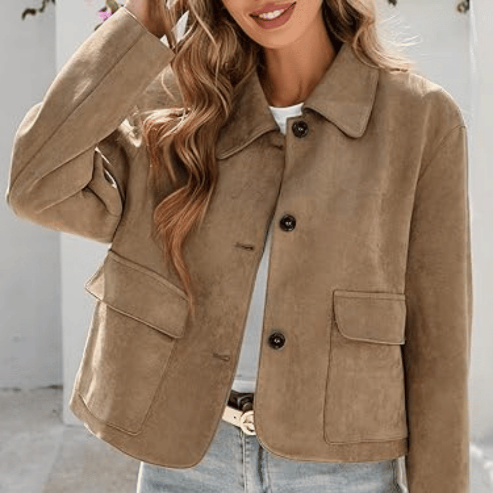 Tankaneo Womens Faux Suede Leather Jacket