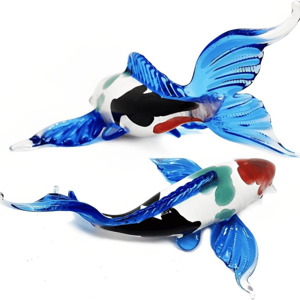 WitnyStore Blue White Red Glass Fish