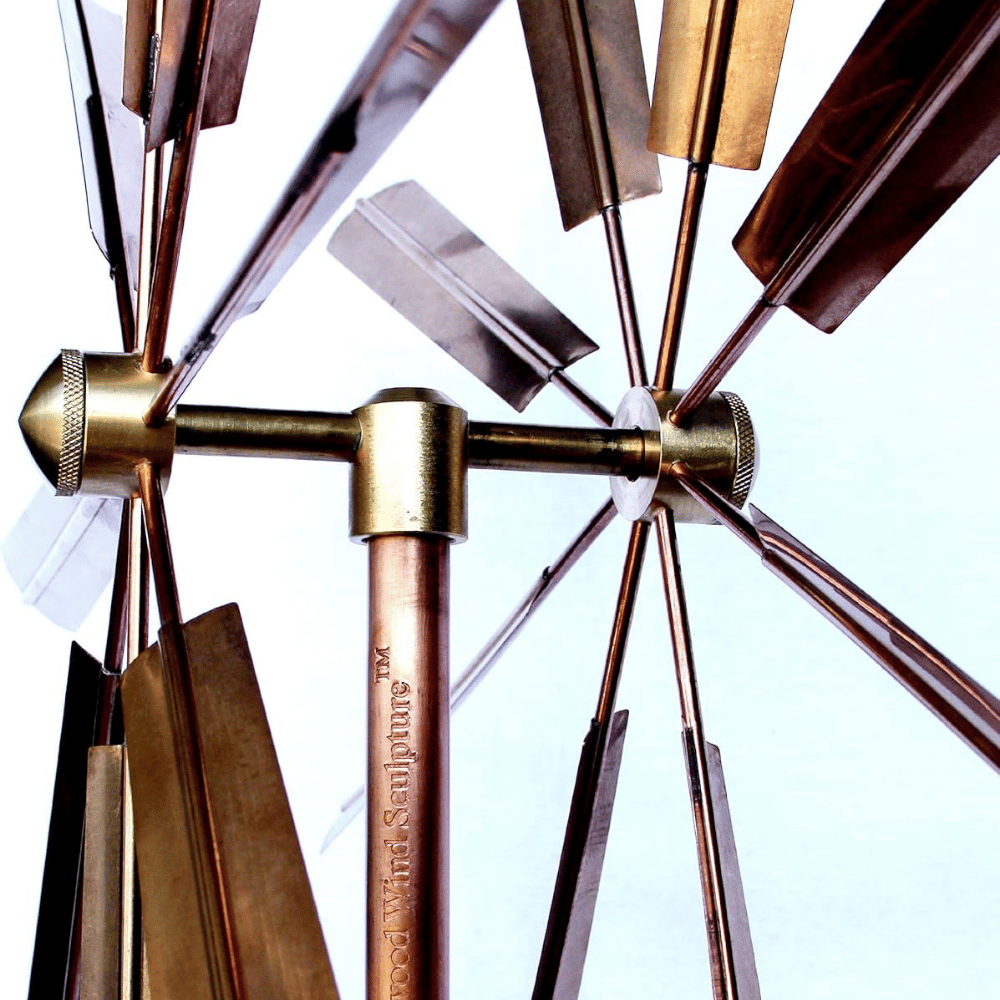 Stanwood Wind Sculpture Kinetic Copper Dual Spinner