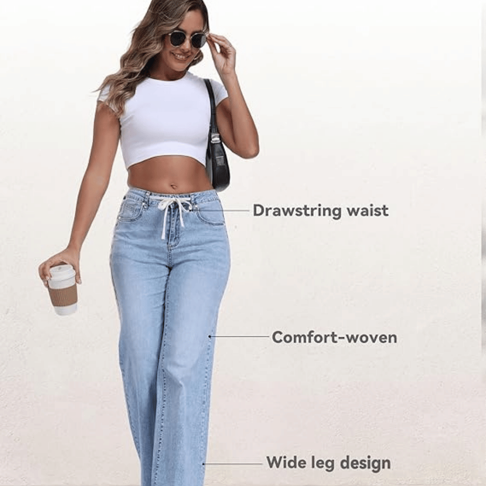 Mariasha Wide Leg Drawstring Jeans