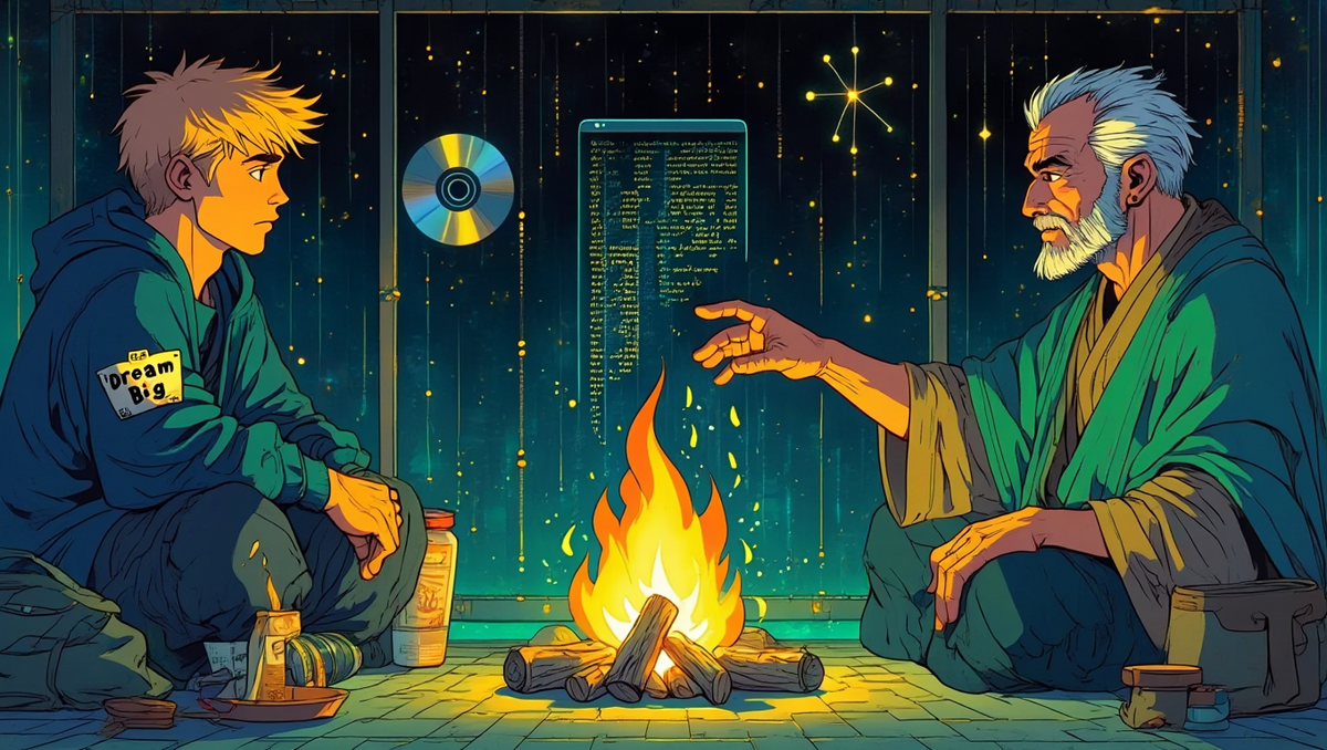 Zwei Versionen(Naikläser 18, 34). Ein Lagerfeuer. Warum ich meine früheren Blogposts roaste – und dann umarme. Der Unterschied ist brutal.✨🎉