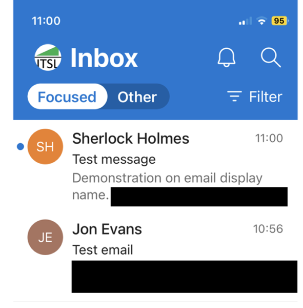 Screenshot from a mail client