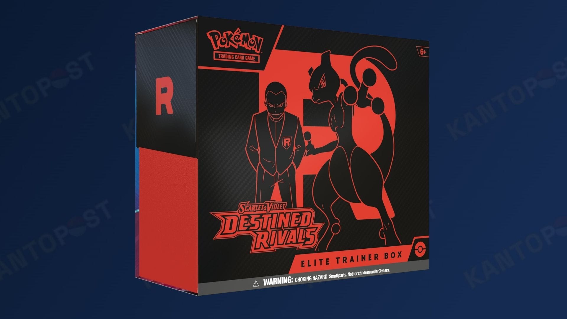 Pokémon Destined Rivals Elite Trainer Box in front of a blue background