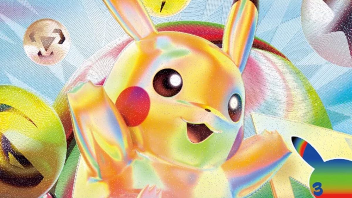A futuristic Pikachu from the Pokémon 30th Celebration Pokémon card promo
