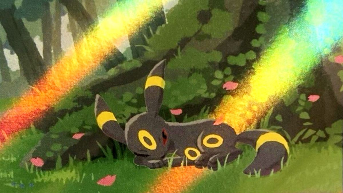 A sleeping Umbreon from a Chinese Pokémon card from Gem Pack Vol. 2