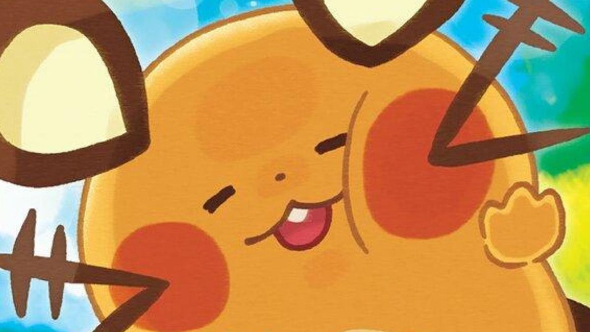 A close up of the artwork on the Dedenne GX Pokémon card from Unbroken Bonds