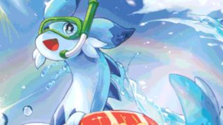 A close up of the artwork on the Foiled Chillet Soul promo card from Palworld TCG