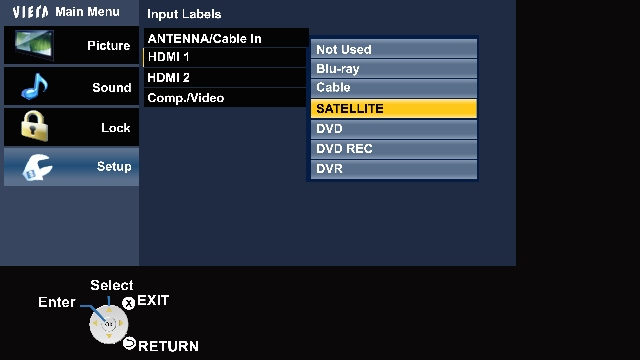 Panasonic TV input label screen on non-smart TV