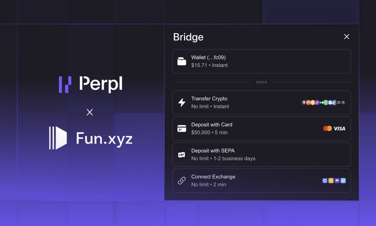 Transfer money to Perpl with Fun.xyz
