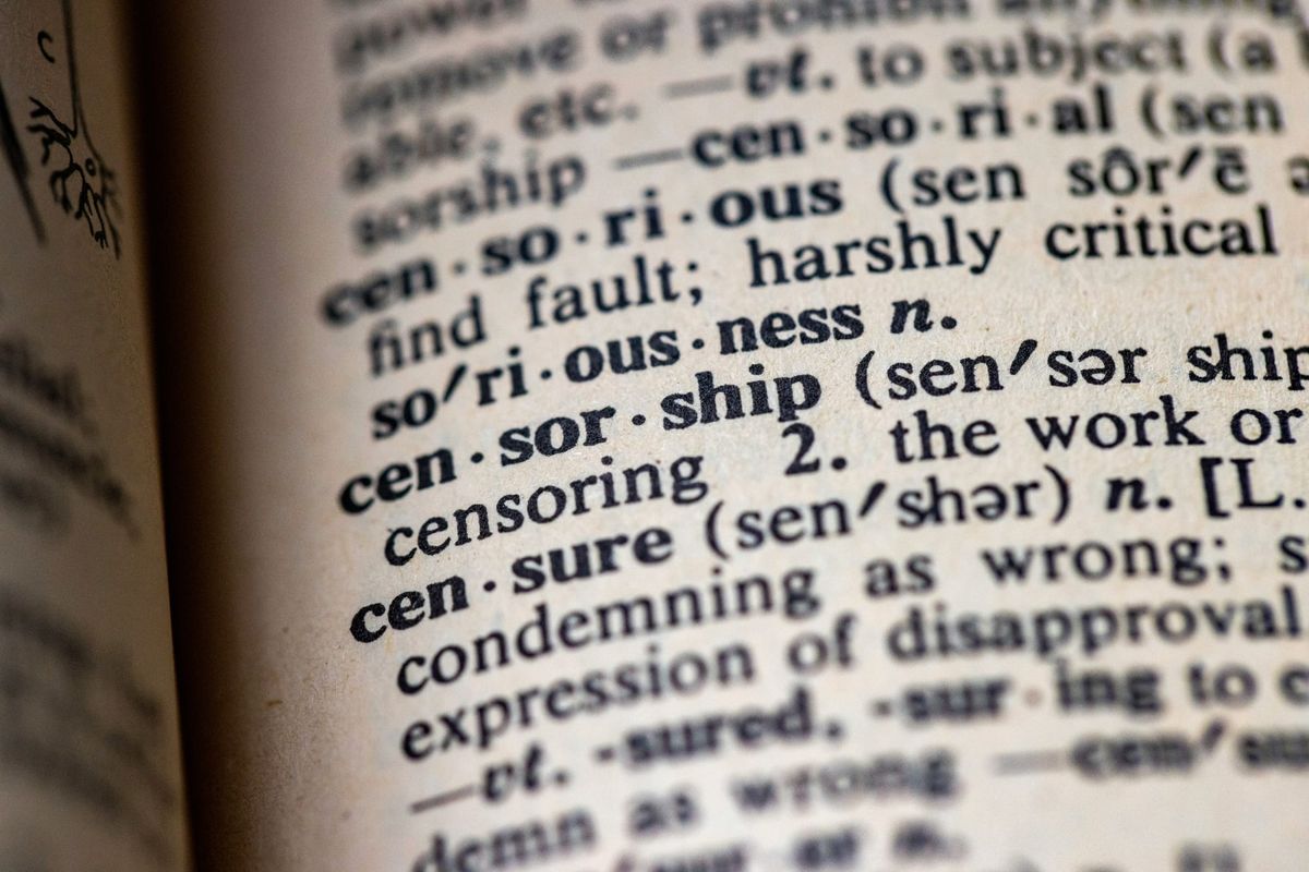 Page in the dictionary with the definition of "censorship" 
