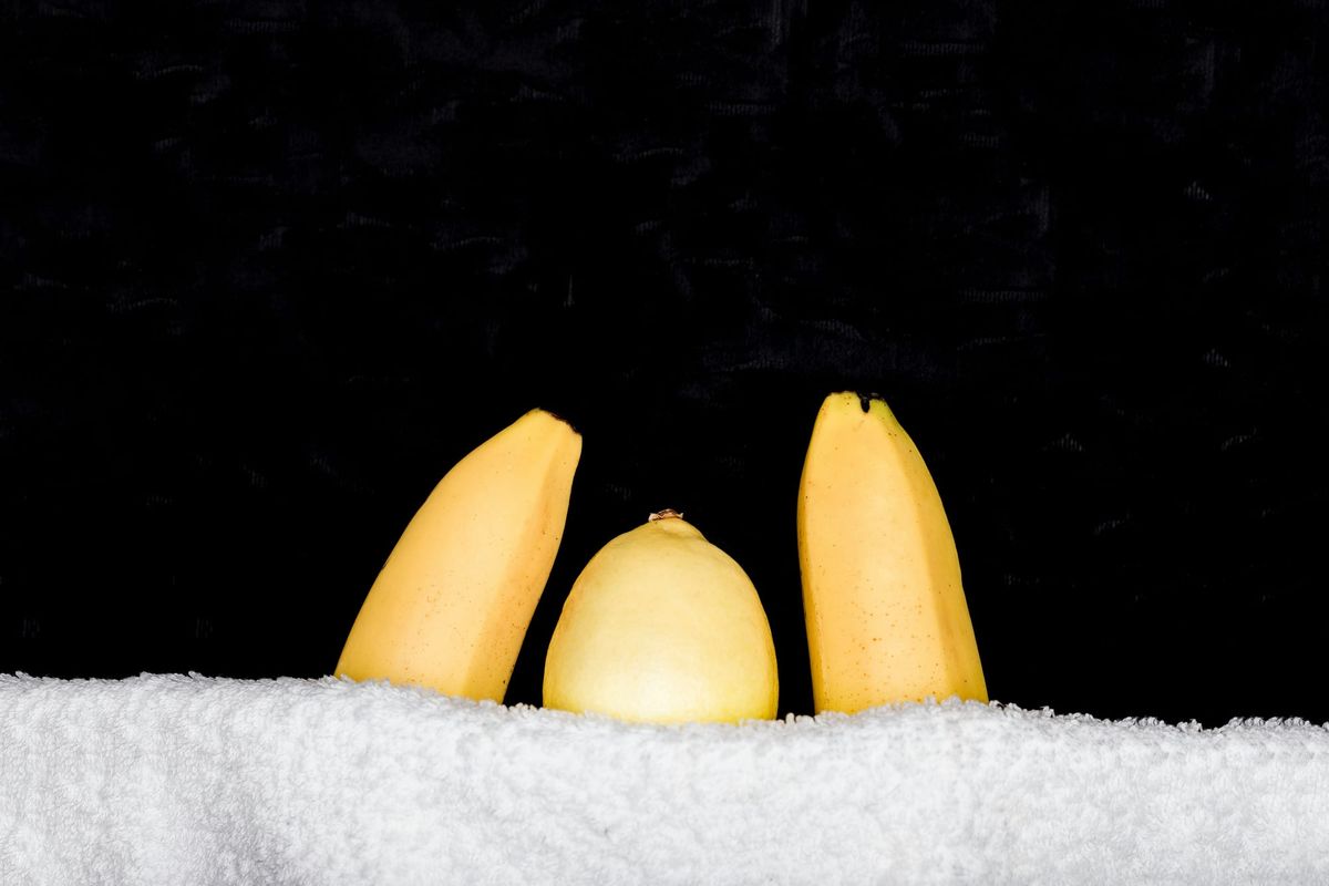 Stock photo result for "polyamory" - two bananas and a lemon. 