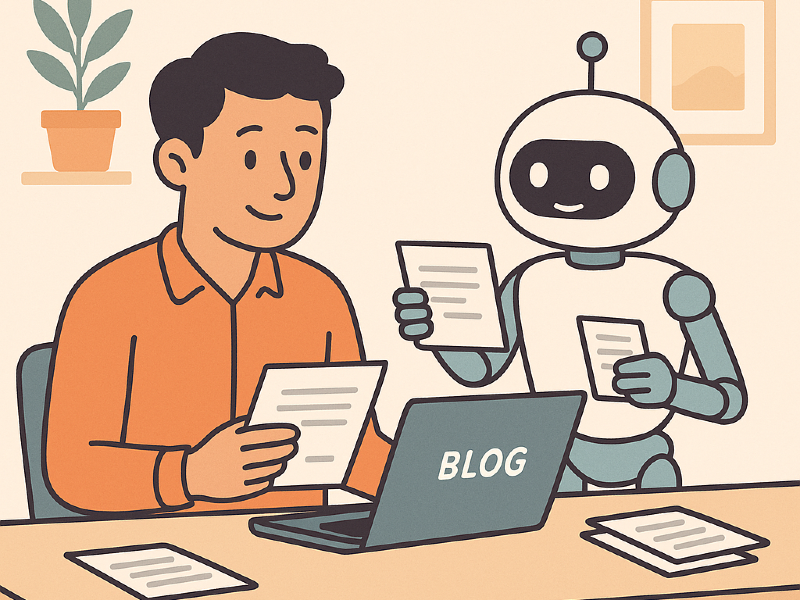 Human reviewing AI-assisted content for SEO