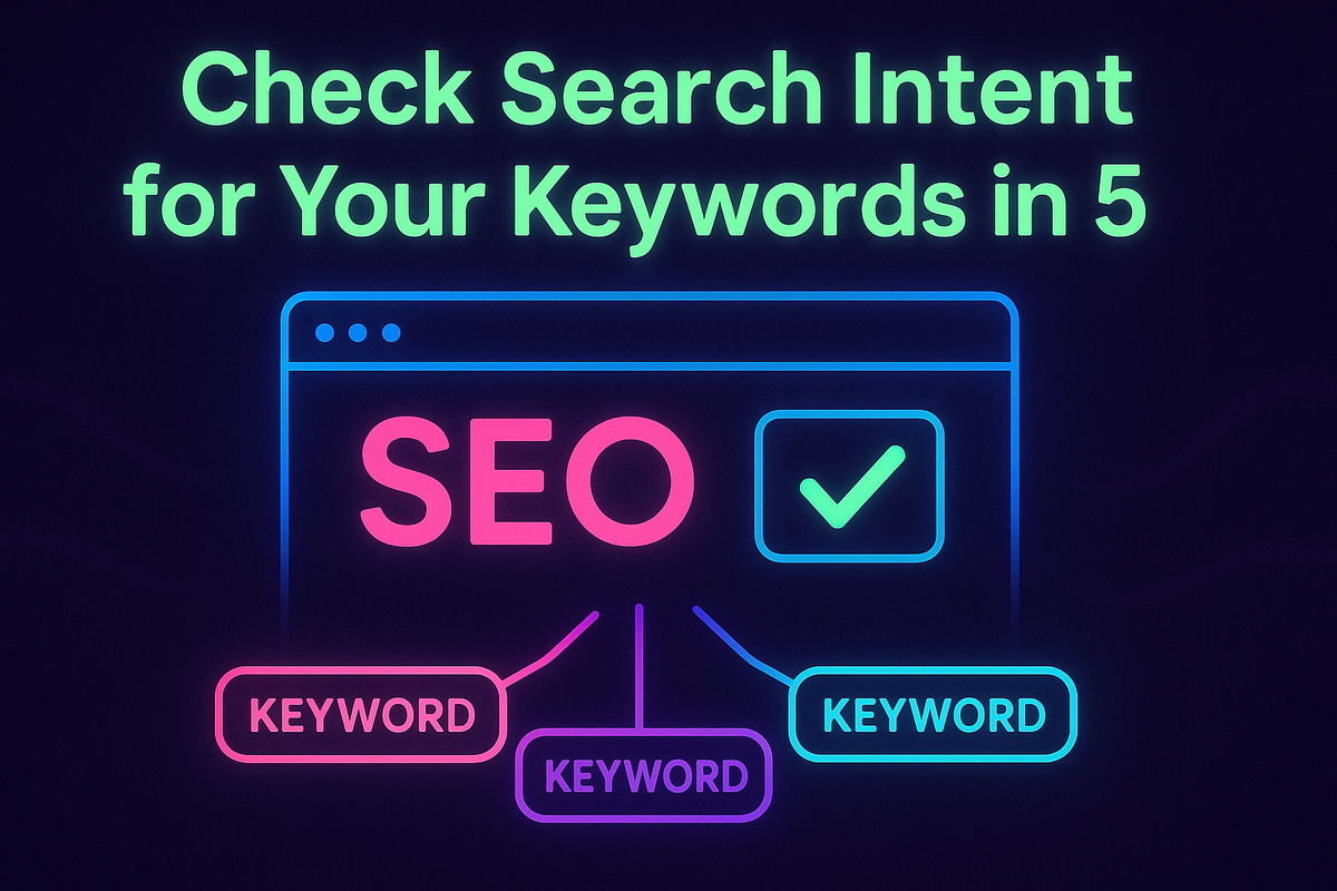 a large checkmark, symbolizing keyword intent verification