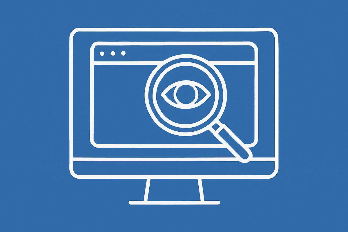 Laptop with G and icons surrounding it purple gradient