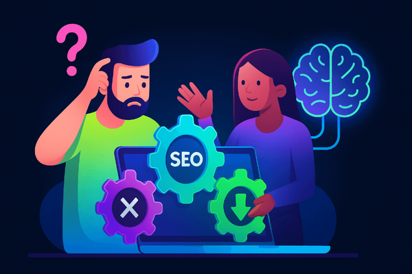 Arrow pointing up with a green tick symbolising better SEO results from a flat site structure