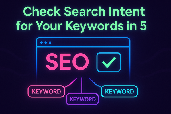 a large checkmark, symbolizing keyword intent verification