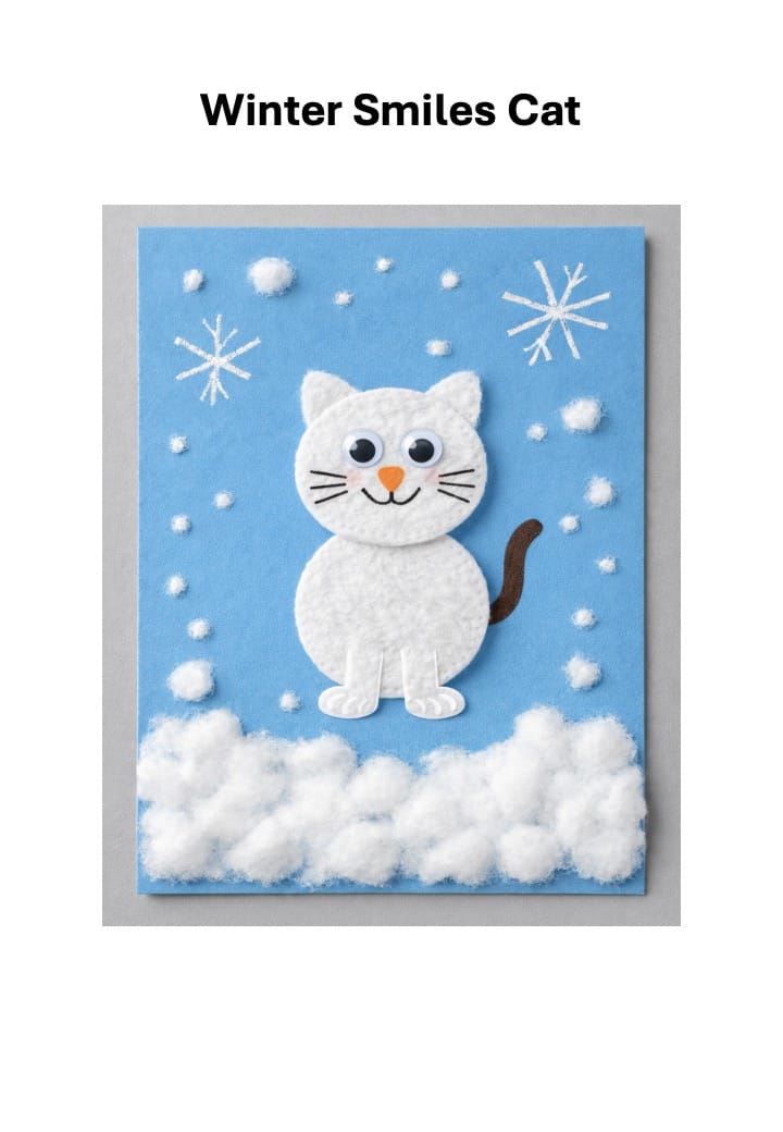 Winter Animal Craft for Kids with Cotton Pads 