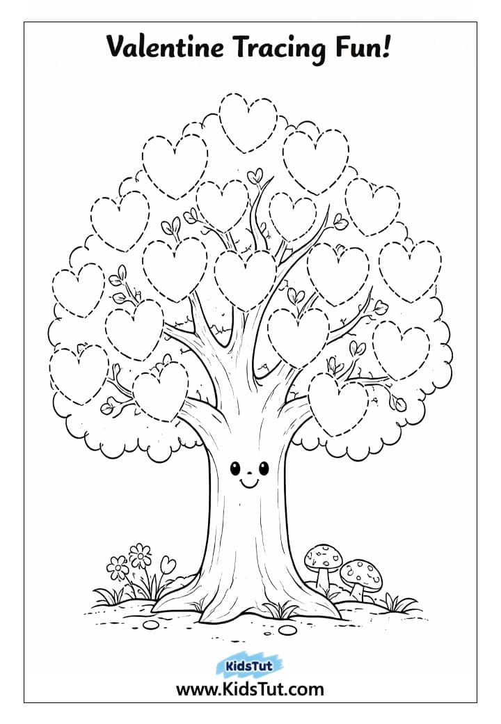 Valentine Tracing Worksheets for Kids to Print