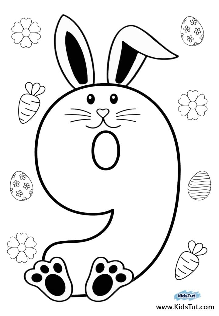 Easter bunny Number coloring pages