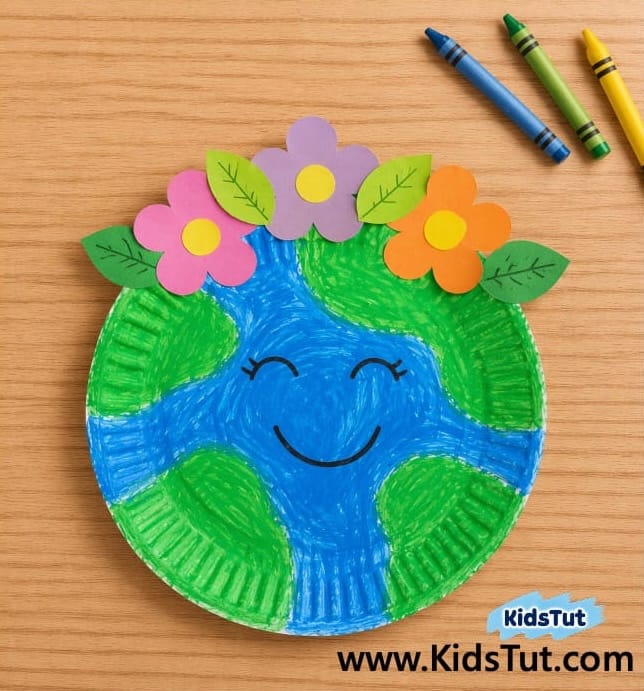 Easy Earth Day Kids Craft: Paper Plate Earth
