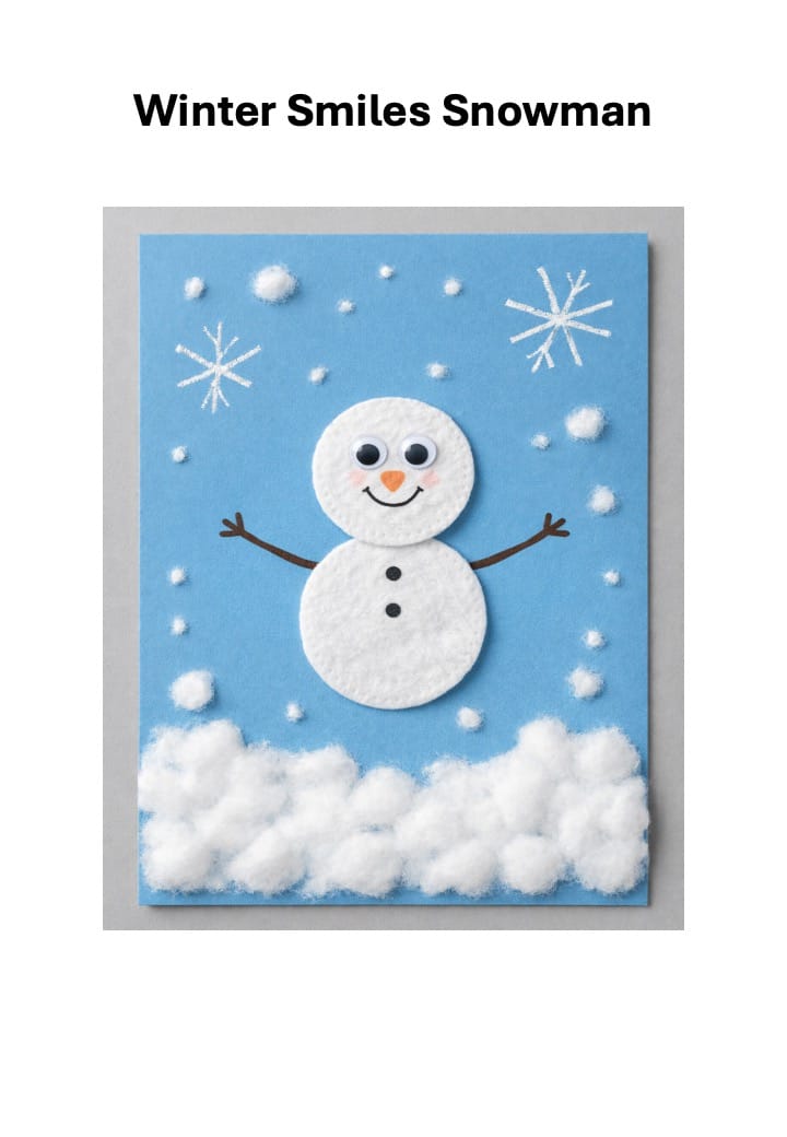 Winter Animal Craft for Kids with Cotton Pads 