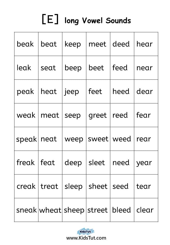 Long Vowel Sounds Words