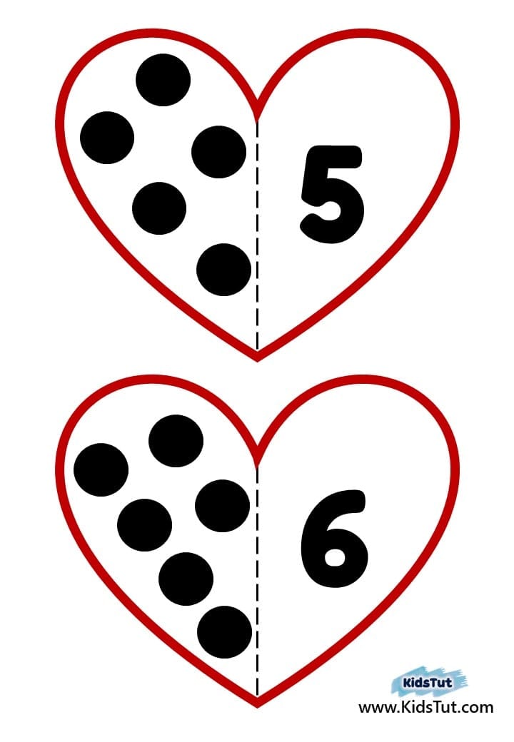 Easy Valentine’s Day Number Matching Hearts