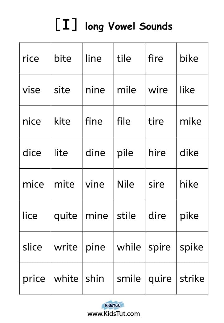 Long Vowel Sounds Words