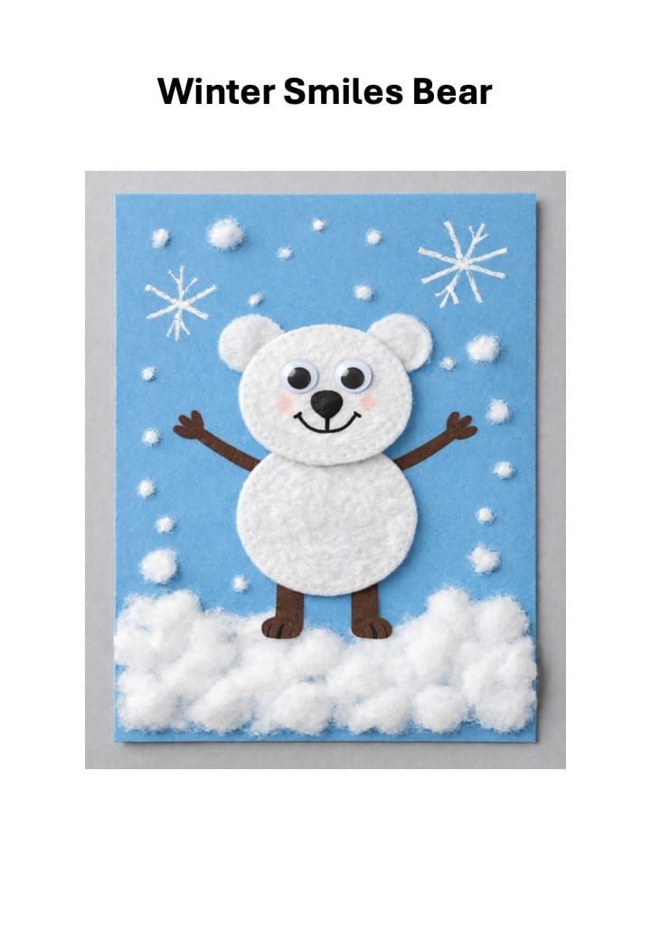 Winter Animal Craft for Kids with Cotton Pads 
