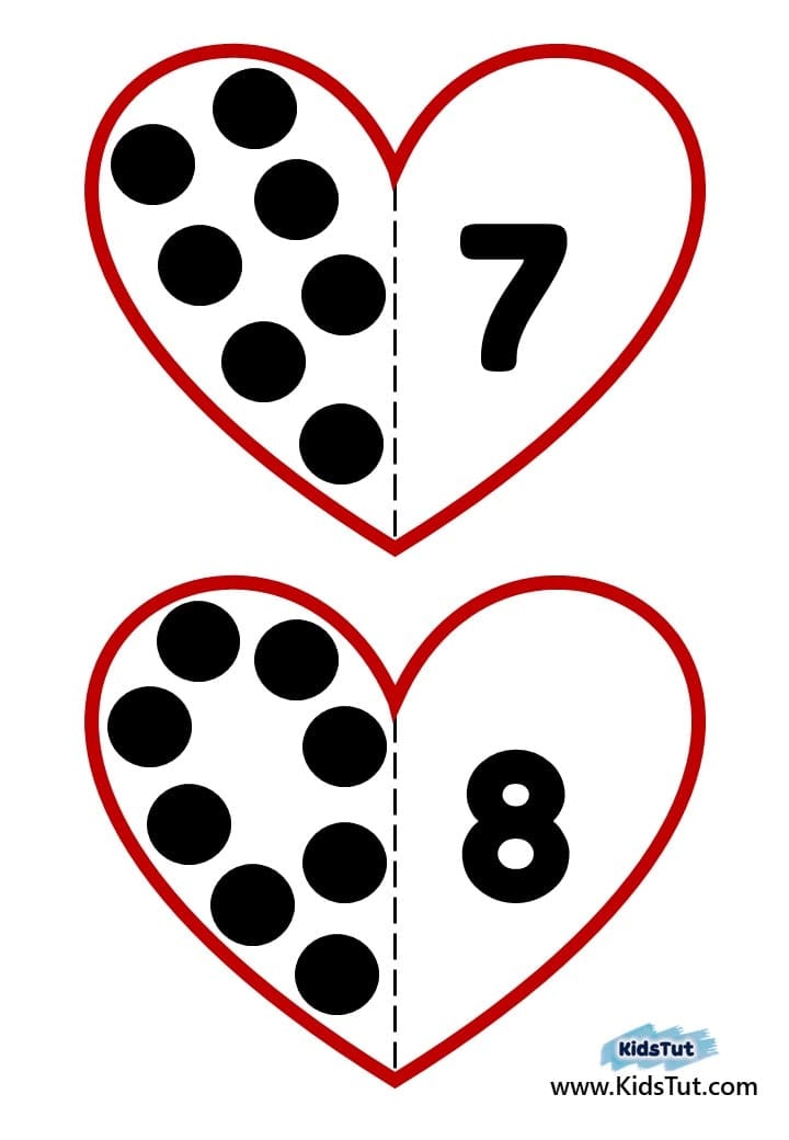 Easy Valentine’s Day Number Matching Hearts