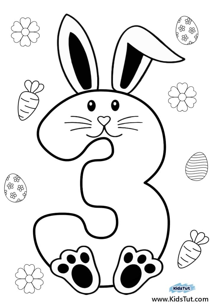 Easter bunny Number coloring pages