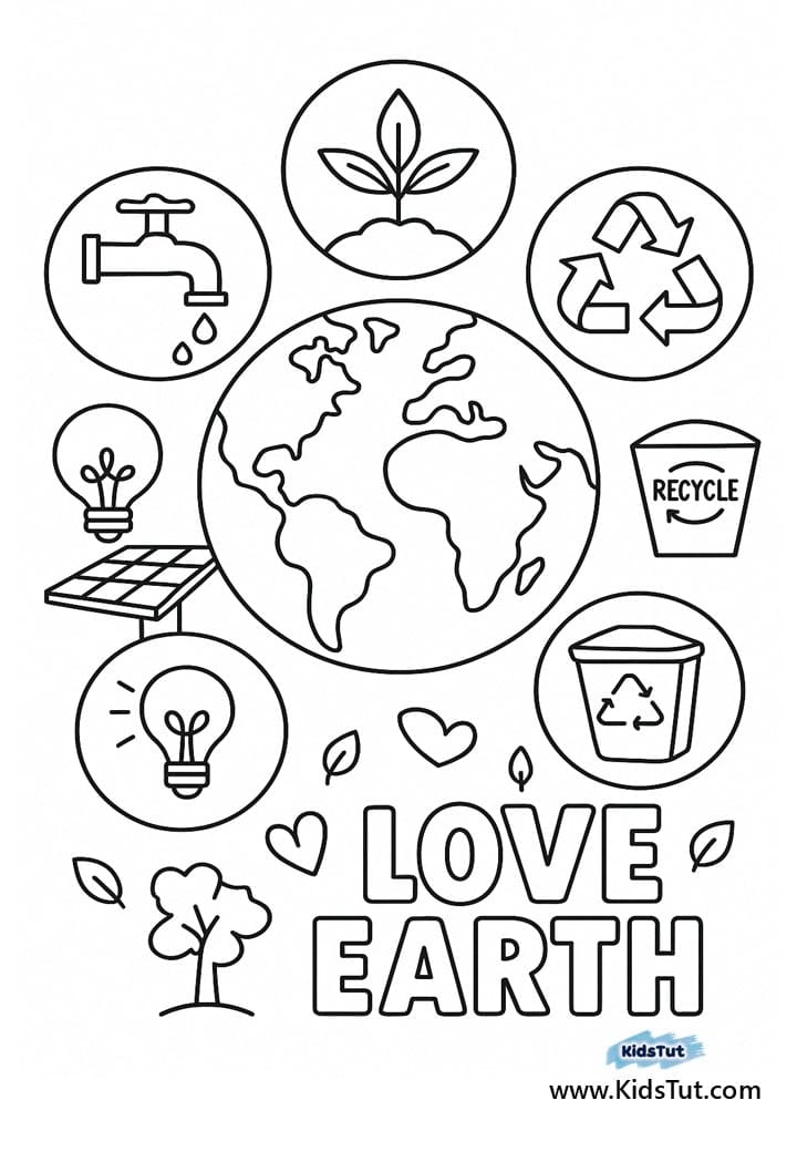 Happy Earth Day Coloring Pages for Kids