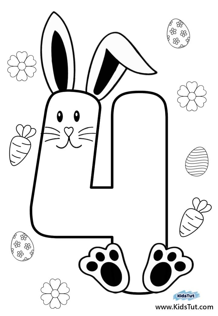Easter bunny Number coloring pages