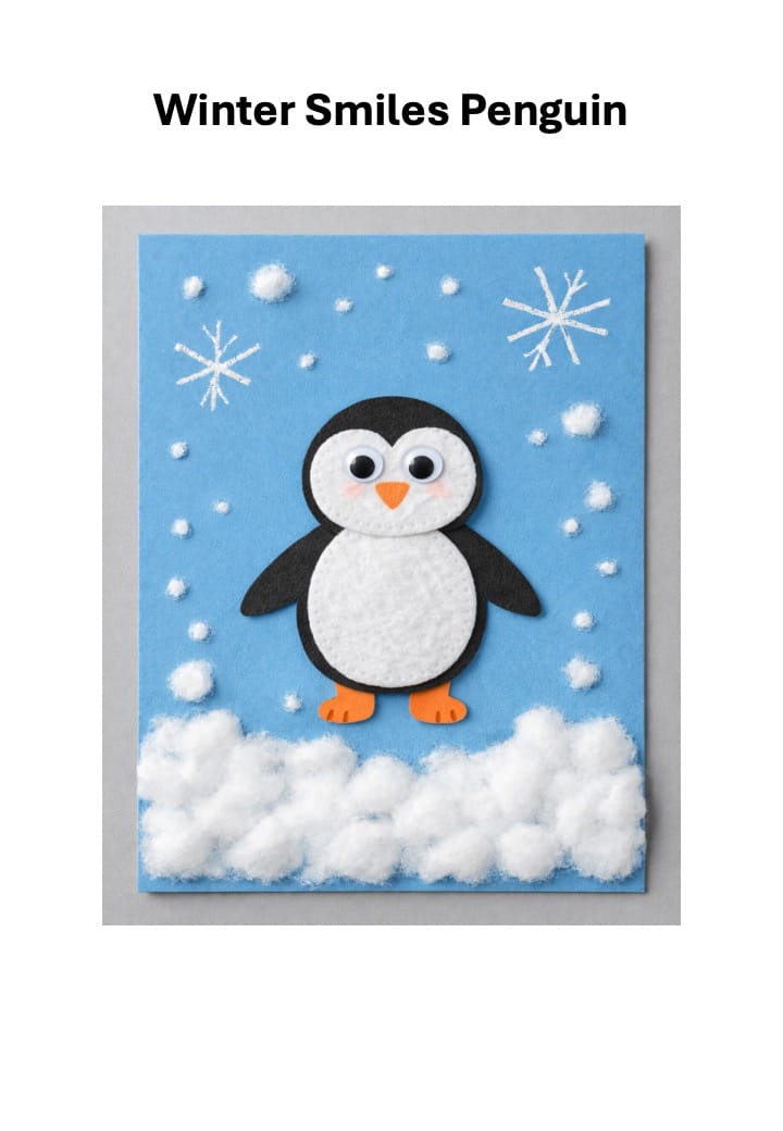 Winter Animal Craft for Kids with Cotton Pads 