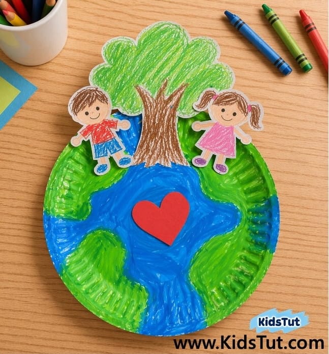 Easy Earth Day Kids Craft: Paper Plate Earth