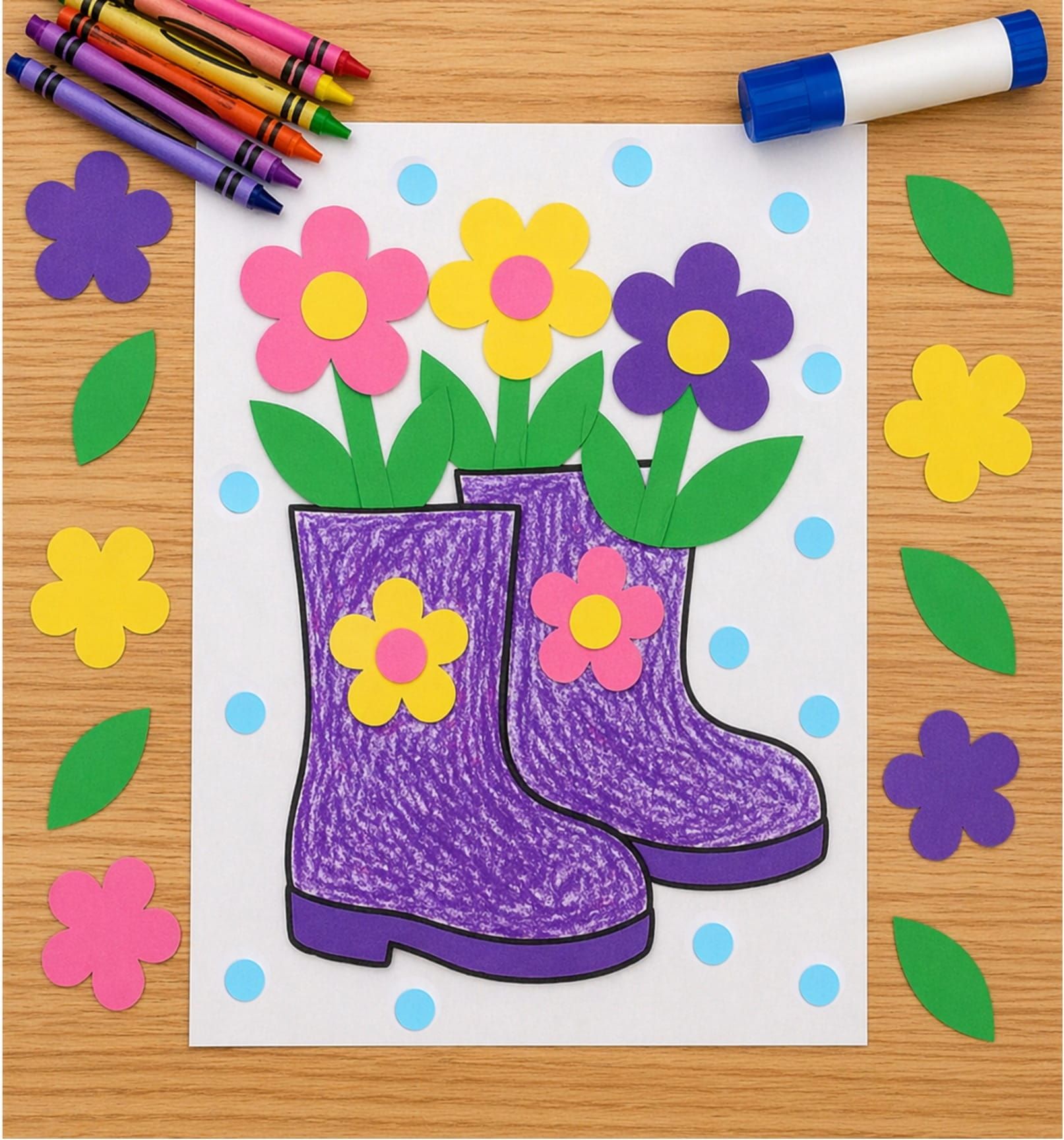 Easy Spring Kids Craft: Flower Boots Art