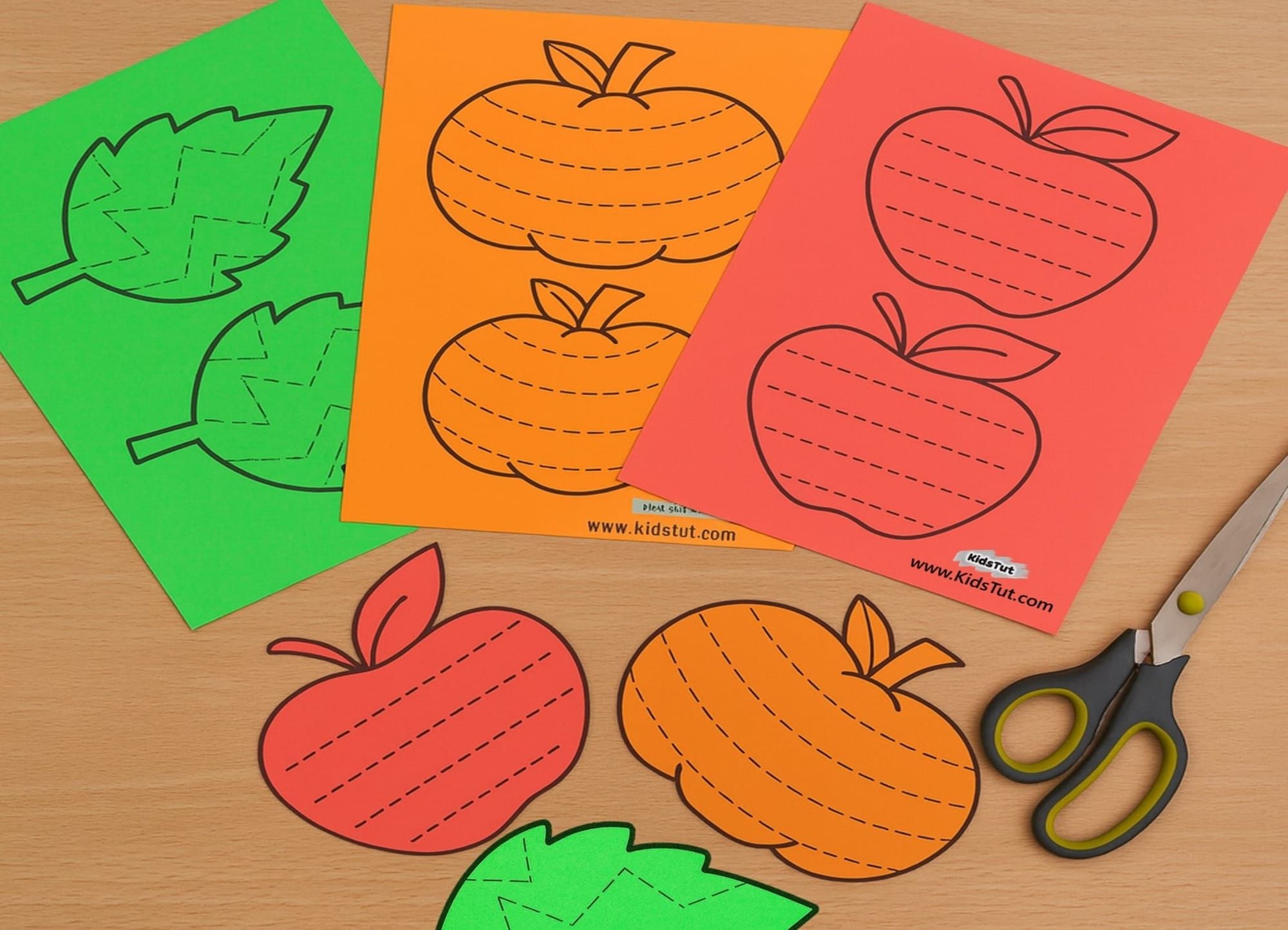 Simple Fall Cutting and Tracing Crafts for Kids