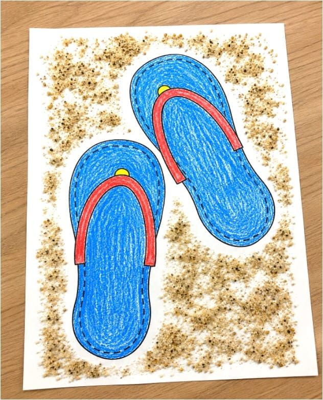 Colorful Summer Flip Flop Sand Art for Kids